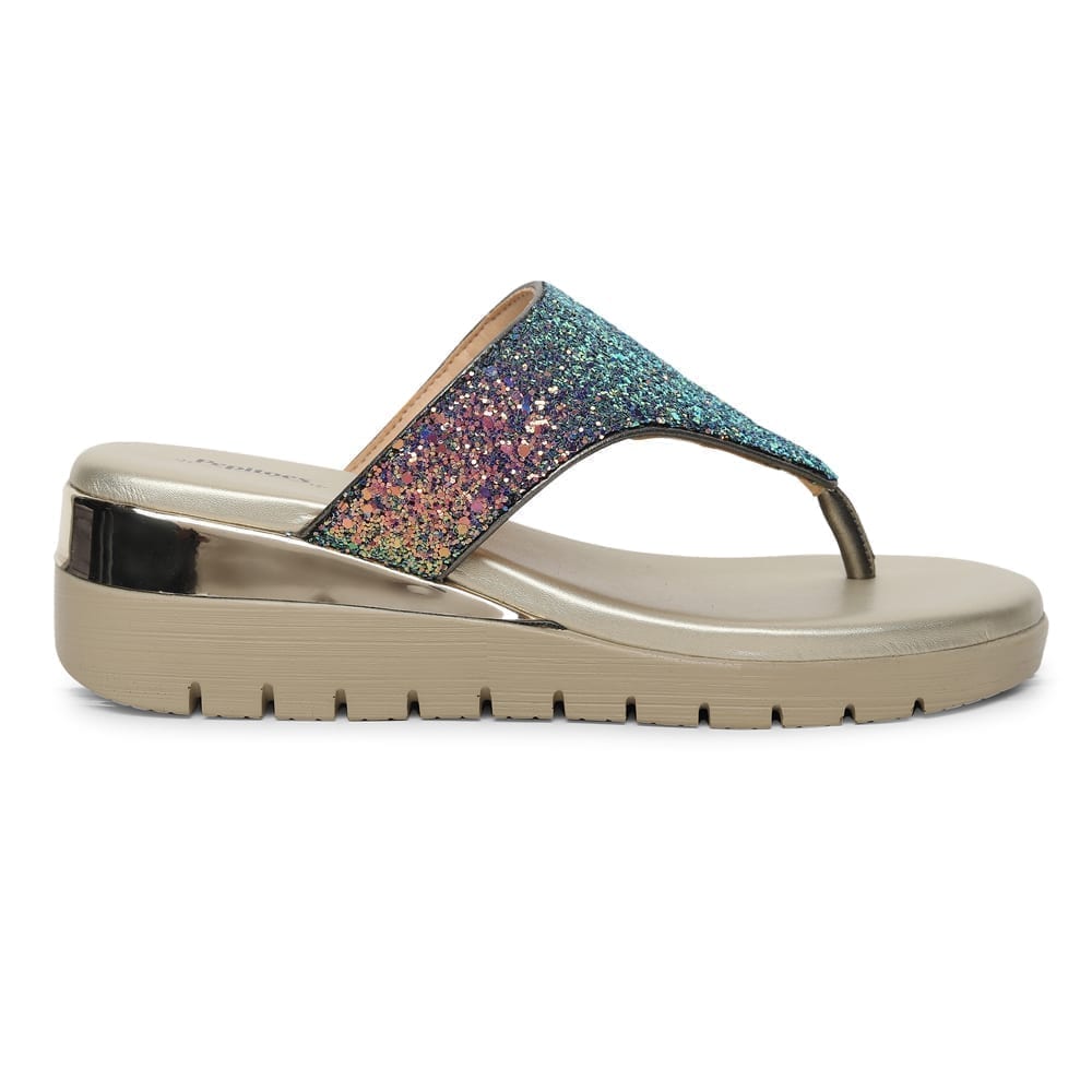 Gold Bronze Glitter Comfort Slip On Wedges M91199