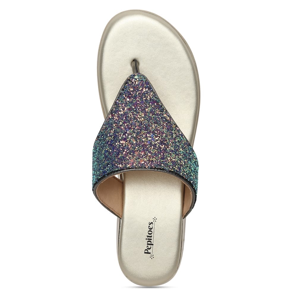 Gold Bronze Glitter Comfort Slip On Wedges M91199