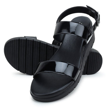 Black Comfort Back Strap Wedges J90138