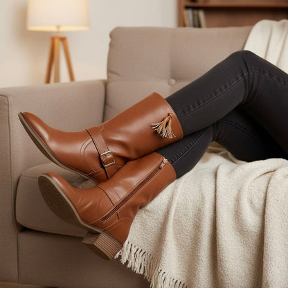 Comfort Slip on Mid Calf Boots N91230