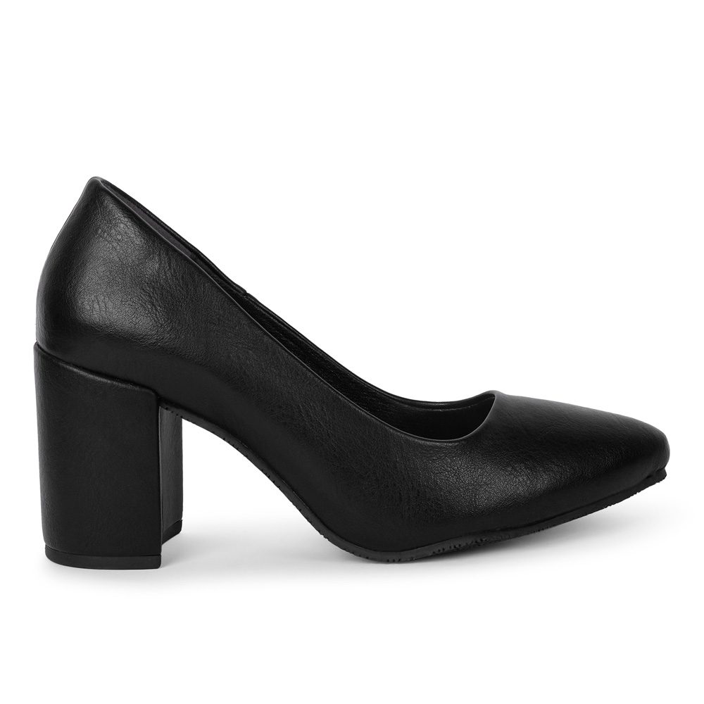 Hasten Women's Fashion Black Heel Pump Shoes for Party and Formal Occasions.